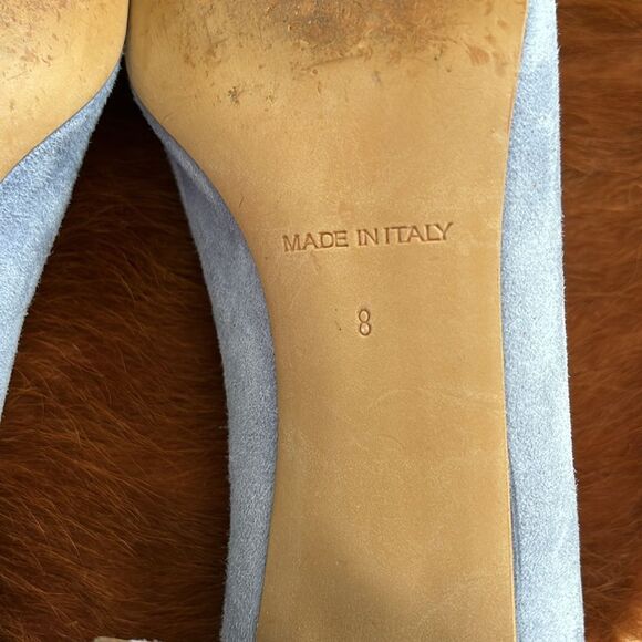 Everlane The Day Heel Blue Suede Italian Leather Shoes Size 8 - Picture 11 of 13